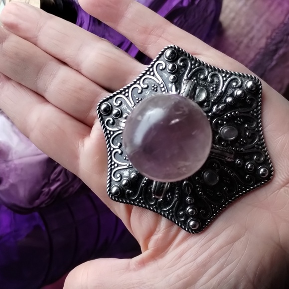 Evil Pawn Jewelry Amethyst Quartz Stainless steel Vera stand for crystals Boho - Picture 9 of 17